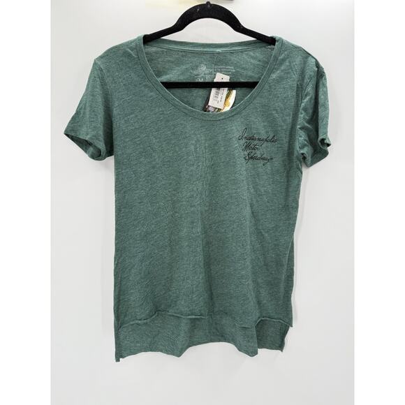 IndyCar Womens T Shirt Size M Green Script Indianapolis Motor Speedway New - Picture 1 of 7